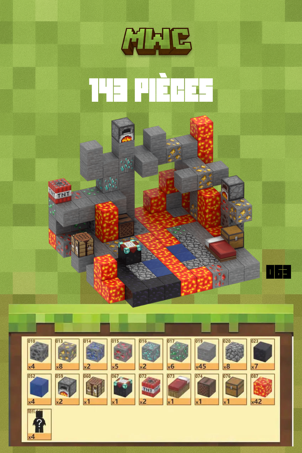 143 pièces - Minerai & Grotte  - Bloc magnétique Minecraft