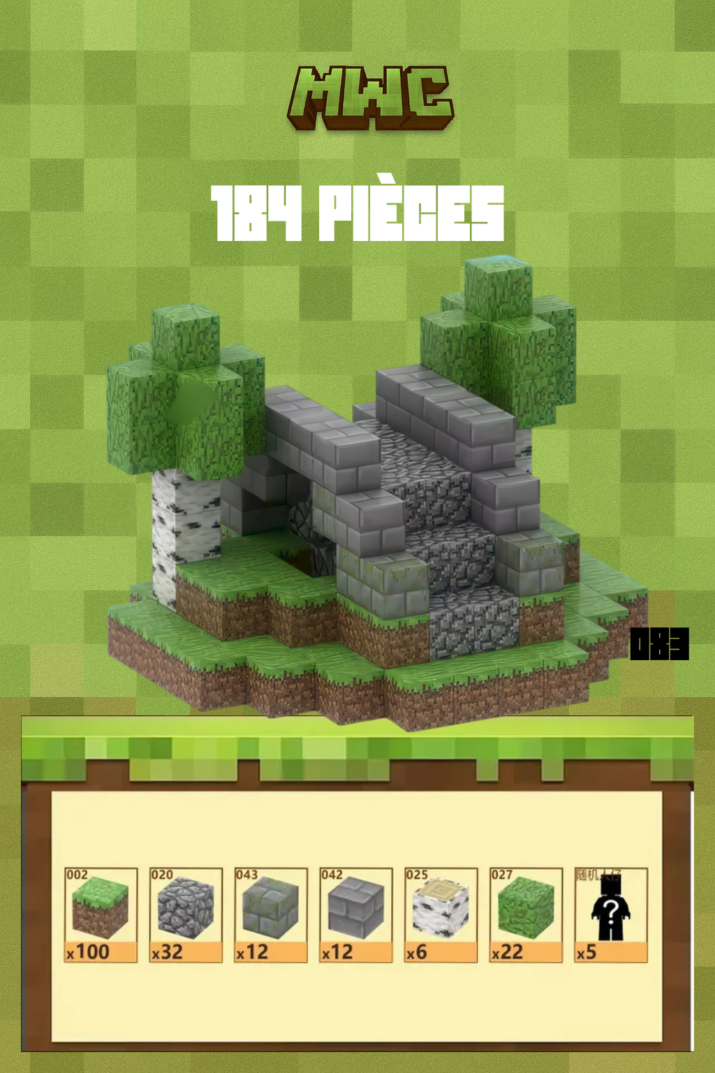 184 pièces - Pont & Nature - Bloc magnétique Minecraft