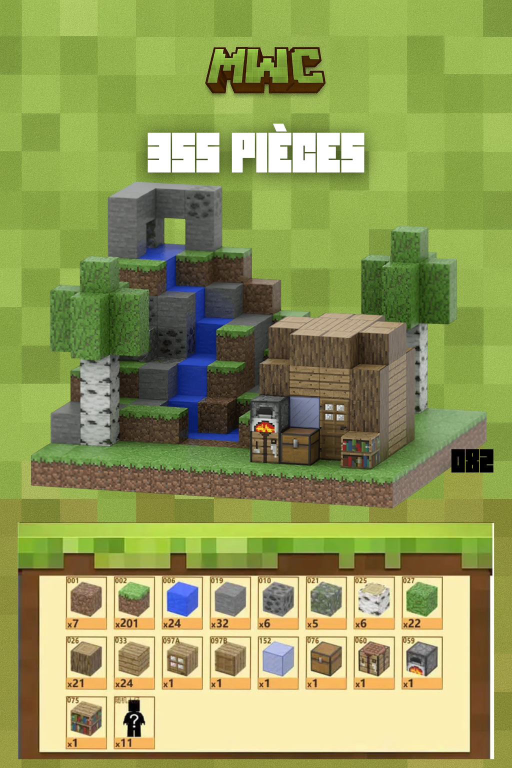 355 pièces - Terre & Maison - Bloc magnétique Minecraft